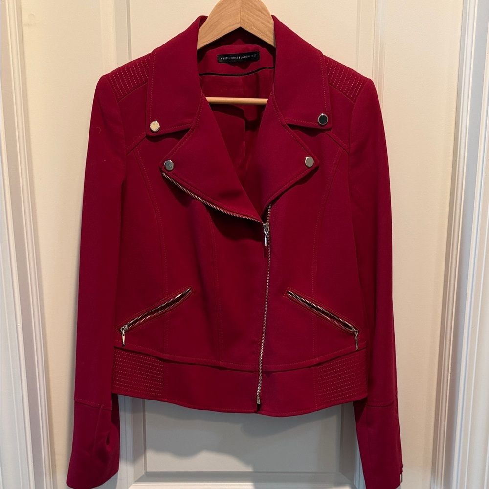 White House Black Market Crimson Leather Jacket